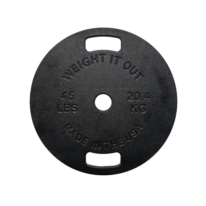 Black Coated Machined 45 Pound Cast Iron Weight Plate Pair (2)